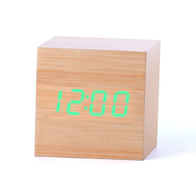 Modern Wooden Cube Digital Clock Noxord