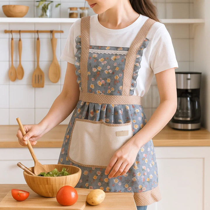 Floral Cotton Kitchen Apron Noxord