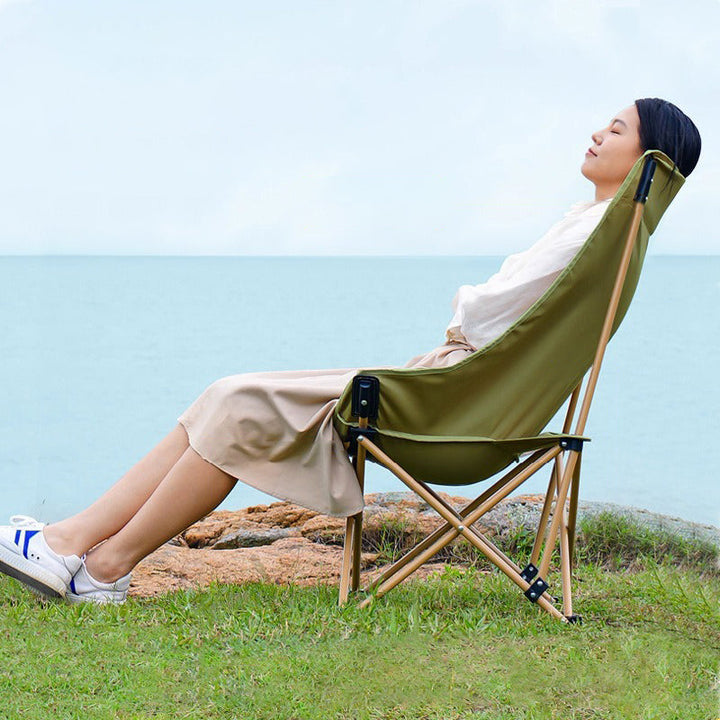 Modern Minimalist Square Fabric Carbon Steel Beech Wood Backrest Armrest Folding Chair For Outdoor | Kalsten