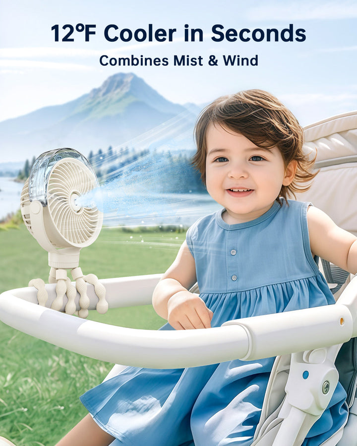 Misting Stroller Fan – Portable Baby Fan with Spray | Kalsten
