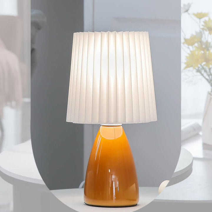 Scandinavian Retro Table Lamp with Pleated Shade and Glass Base | Noxord