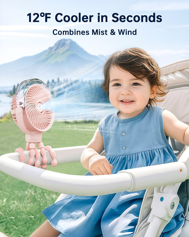Misting Stroller Fan – Portable Baby Fan with Spray | Kalsten