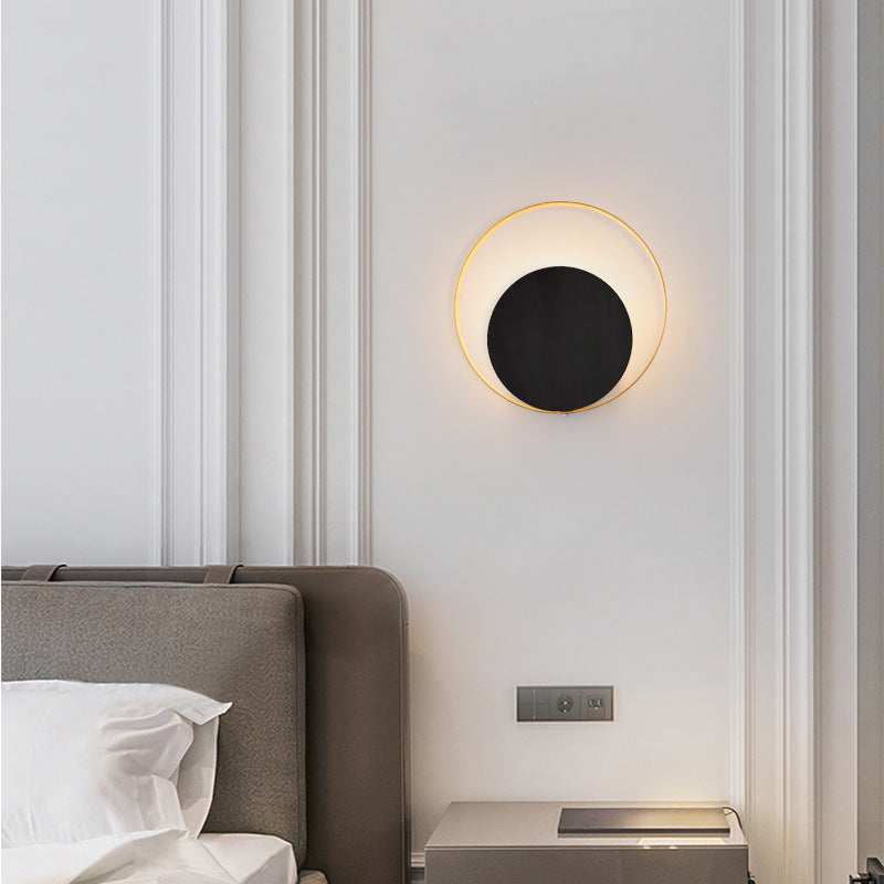Modern Minimalist Iron Circle Ring 1-Light Wall Sconces Lamp For Bedroom | Noxord