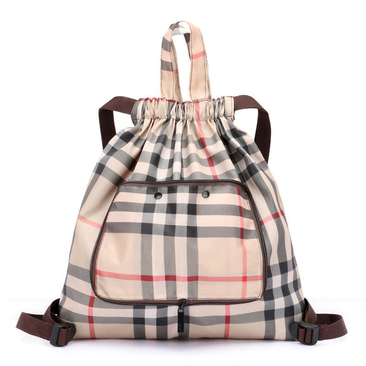 Foldable Printed Nylon Backpack with Drawstring | Kalsten
