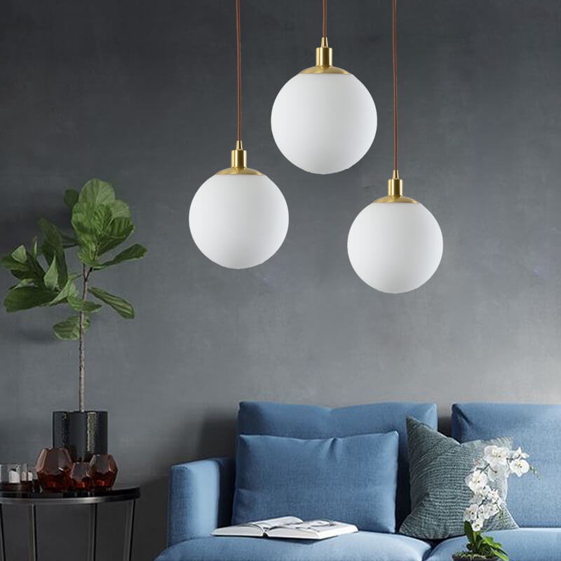 Pendant Light Glass 9.8 in Adjustable White Gold Hallway Living Room Bedroom Lighting Fixture Modern Hanging Lamp | Kalsten