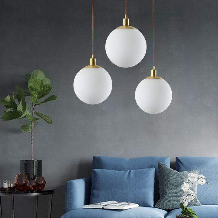 Pendant Light Glass 9.8 in Adjustable White Gold Hallway Living Room Bedroom Lighting Fixture Modern Hanging Lamp | Kalsten