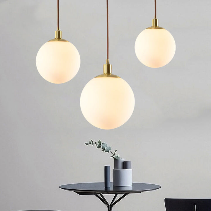 Pendant Light Glass 9.8 in Adjustable White Gold Hallway Living Room Bedroom Lighting Fixture Modern Hanging Lamp | Kalsten