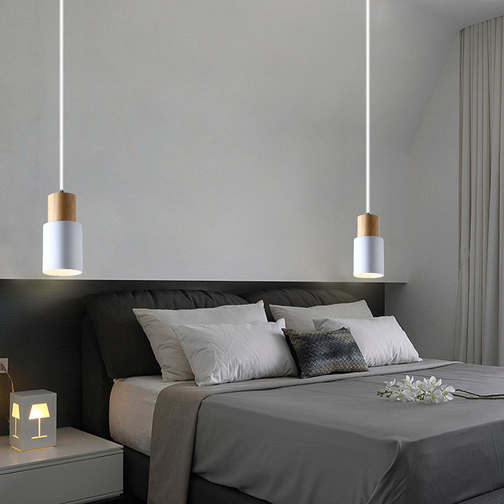 Modern Wood & Black Pendant Lamp Noxord