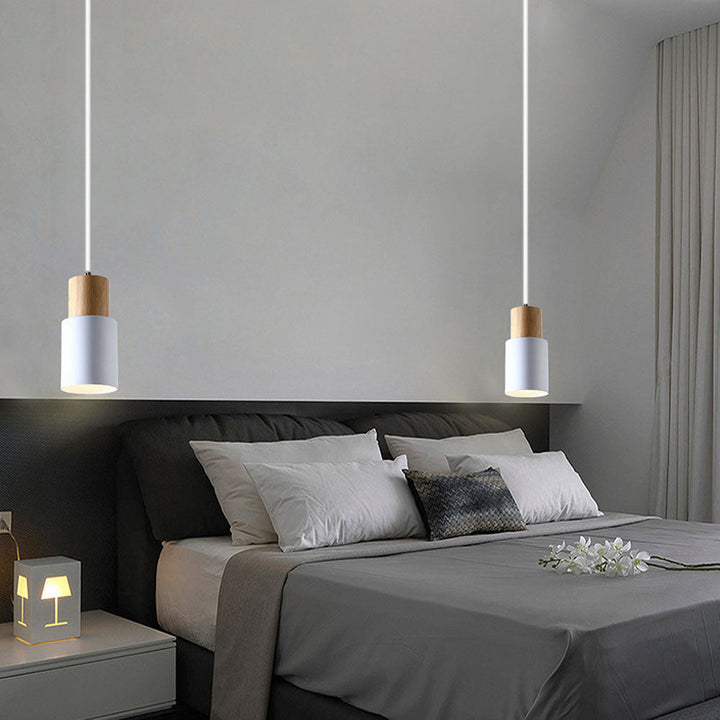 Modern Wood & Black Pendant Lamp Noxord