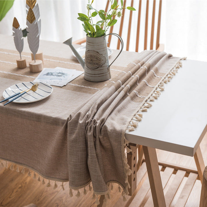 Kalsten | Waterproof Oil-resistant Rectangular Tablecloth Cotton Linen Wrinkle-resistant Tablecloth for Kitchen Dining Room Buffet Party