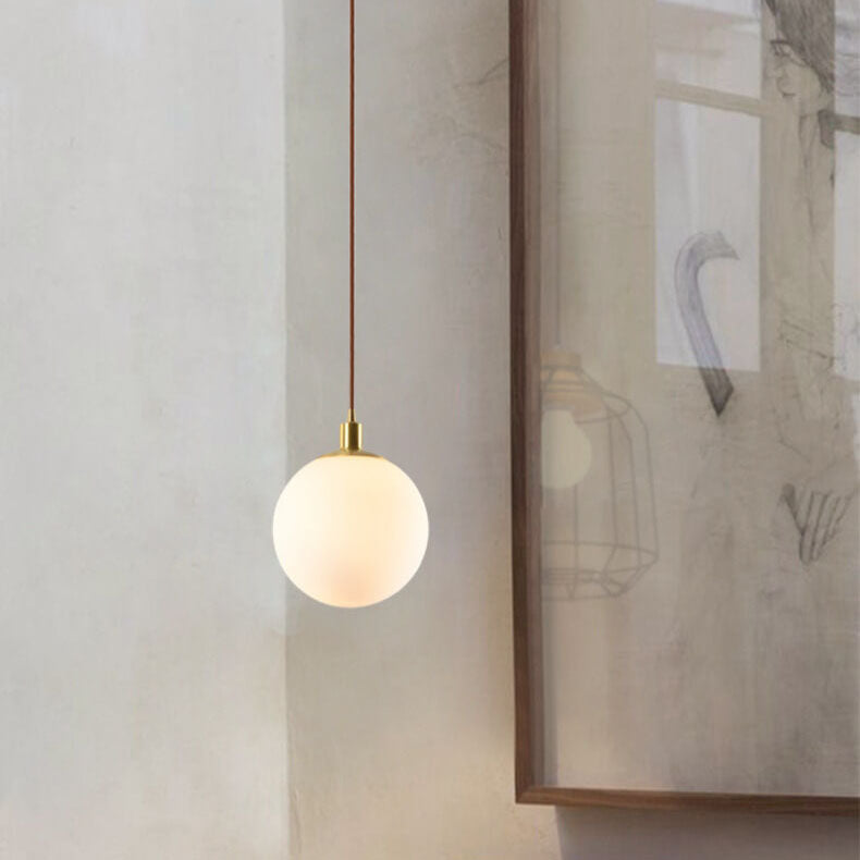 Pendant Light Glass 9.8 in Adjustable White Gold Hallway Living Room Bedroom Lighting Fixture Modern Hanging Lamp | Kalsten