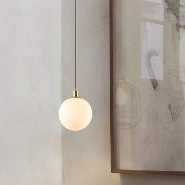 Pendant Light Glass 9.8 in Adjustable White Gold Hallway Living Room Bedroom Lighting Fixture Modern Hanging Lamp | Kalsten