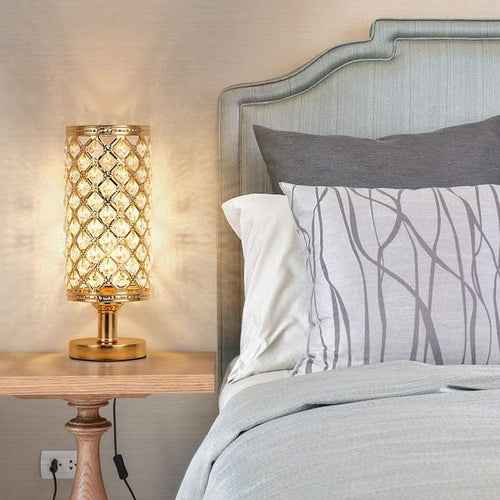 Modern Crystal USB Table Lamp – Gold or Silver | Kalsten