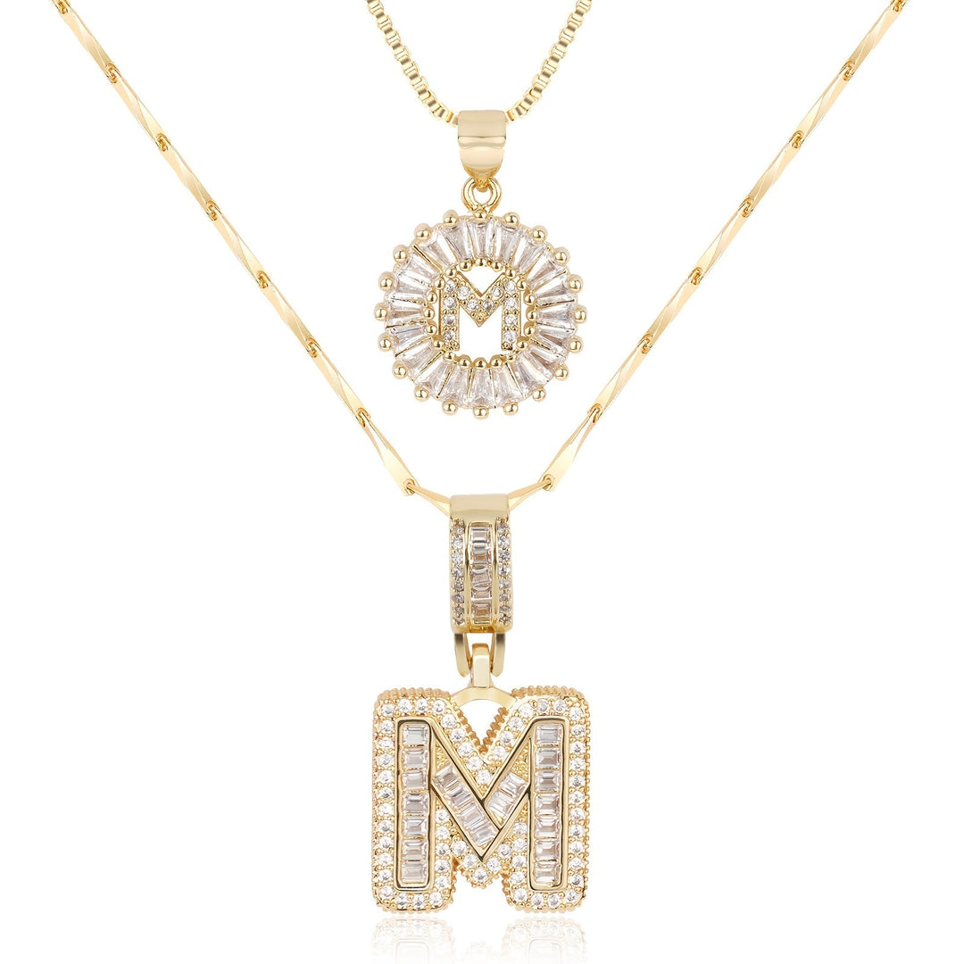 Kalsten | 2pc 14k Diamond Letter Initial Necklaces