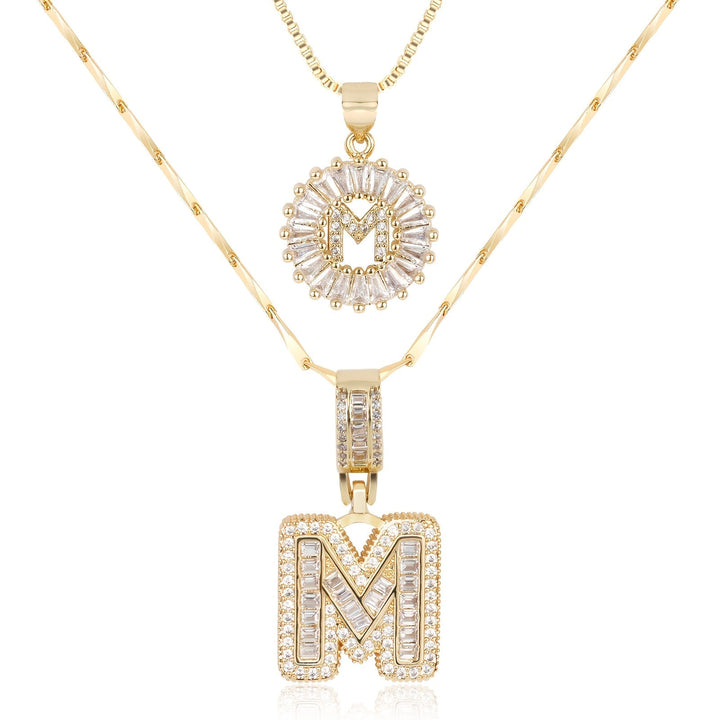 Kalsten | 2pc 14k Diamond Letter Initial Necklaces