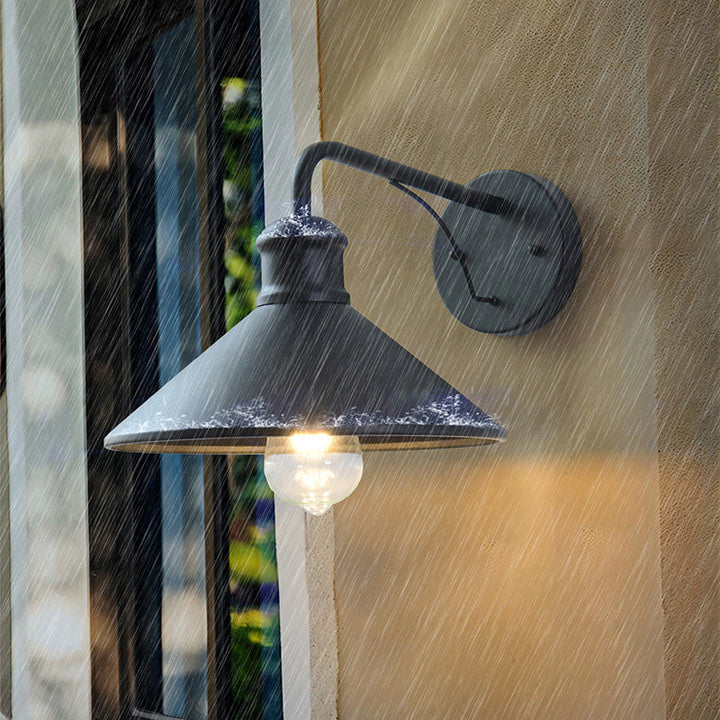Modern Minimalist Cone Iron 1-Light Wall Sconce Lamp For Outdoor Patio | Kalsten