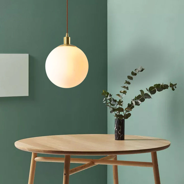 Pendant Light Glass 9.8 in Adjustable White Gold Hallway Living Room Bedroom Lighting Fixture Modern Hanging Lamp | Kalsten