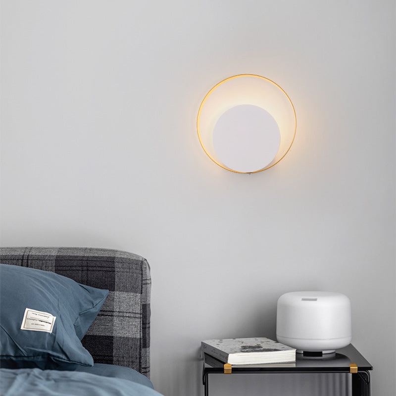 Modern Minimalist Iron Circle Ring 1-Light Wall Sconces Lamp For Bedroom | Noxord