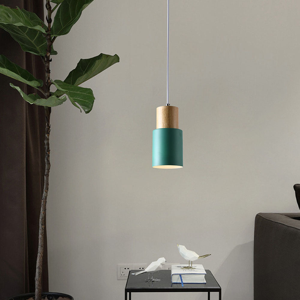 Modern Wood & Black Pendant Lamp Noxord