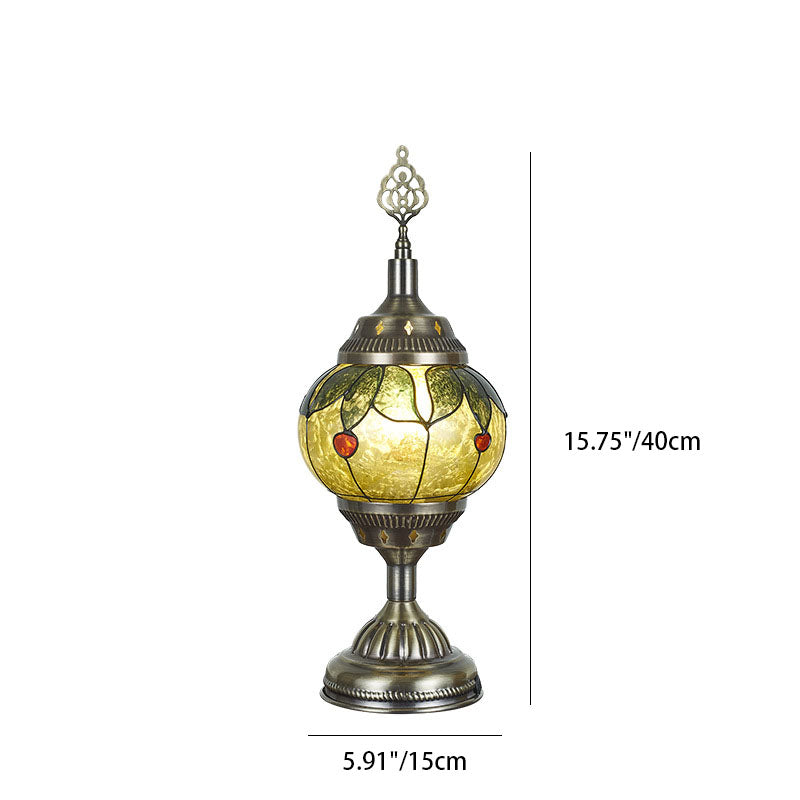 Traditional Tiffany romantic oval iron enameled 1-light table lamp for the bedroom | Noxord