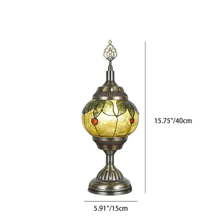 Traditional Tiffany romantic oval iron enameled 1-light table lamp for the bedroom | Noxord