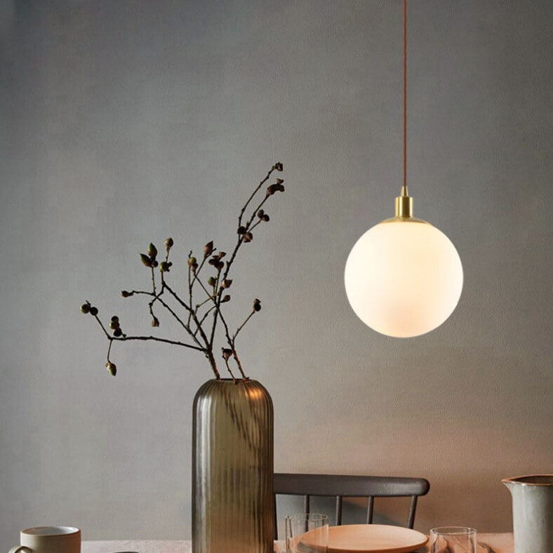 Pendant Light Glass 9.8 in Adjustable White Gold Hallway Living Room Bedroom Lighting Fixture Modern Hanging Lamp | Kalsten