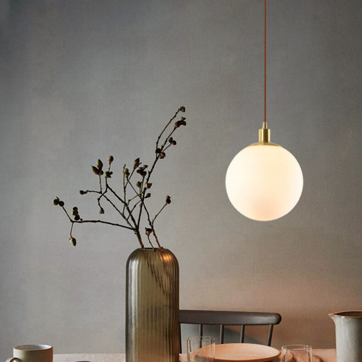 Pendant Light Glass 9.8 in Adjustable White Gold Hallway Living Room Bedroom Lighting Fixture Modern Hanging Lamp | Kalsten