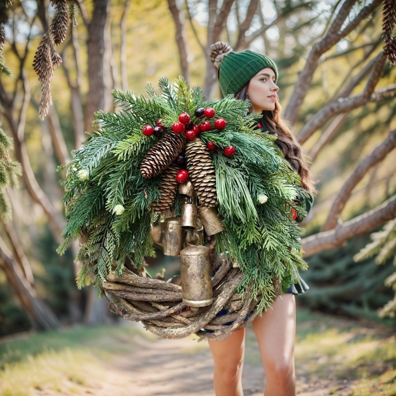 Rustic Boho Christmas Wreath with Pine Cones