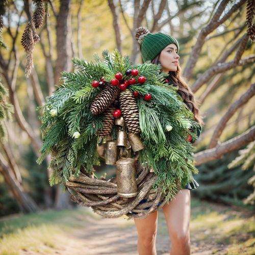 Rustic Boho Christmas Wreath with Pine Cones