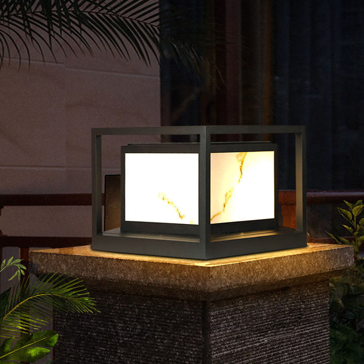 Modern Solar Square Chinese Outdoor Column Head Light LED Lawn Landscape Light | Kalsten