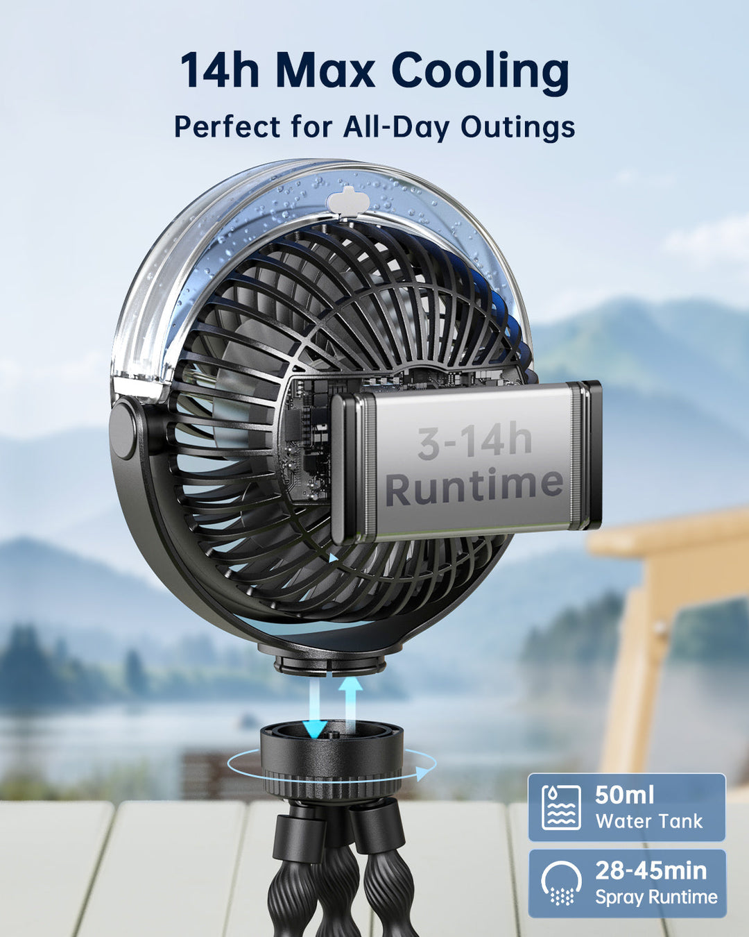 Misting Stroller Fan – Portable Baby Fan with Spray | Kalsten