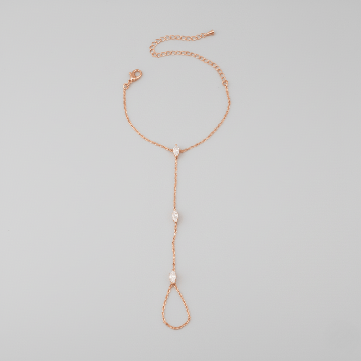 Kalsten | Adjustable Finger Ring Bracelet made of Stainless Steel with Crystals