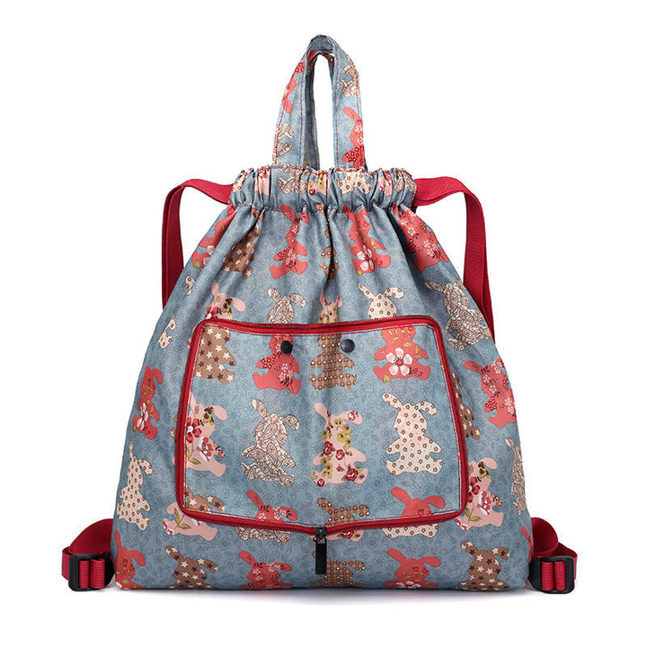 Foldable Printed Nylon Backpack with Drawstring | Kalsten
