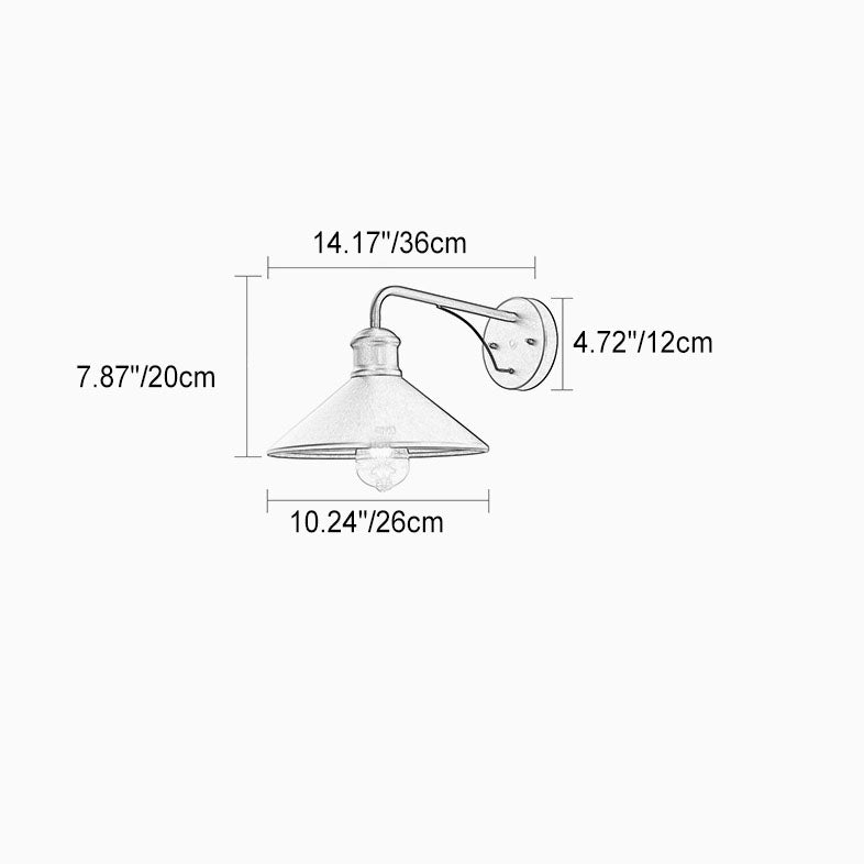 Modern Minimalist Cone Iron 1-Light Wall Sconce Lamp For Outdoor Patio | Kalsten