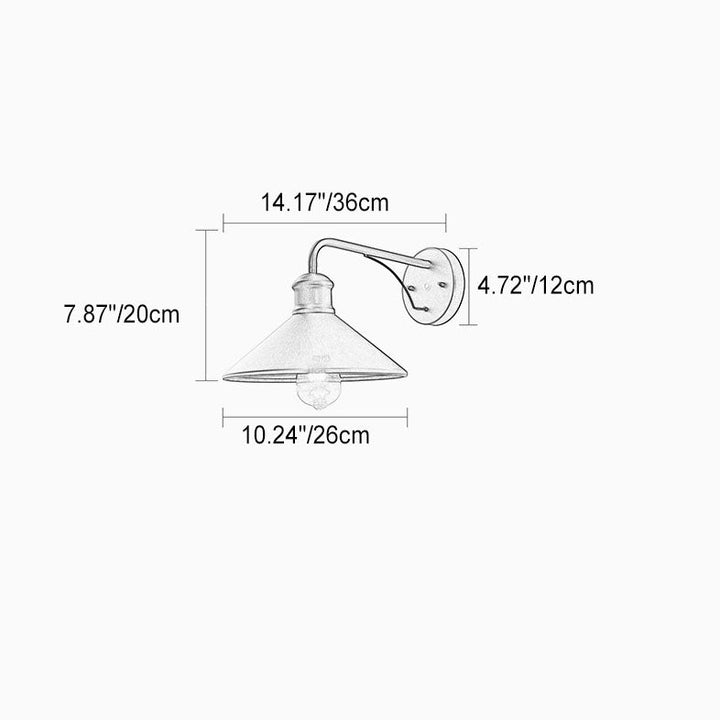Modern Minimalist Cone Iron 1-Light Wall Sconce Lamp For Outdoor Patio | Kalsten