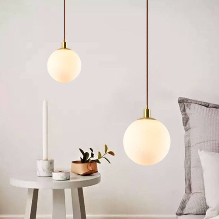 Pendant Light Glass 9.8 in Adjustable White Gold Hallway Living Room Bedroom Lighting Fixture Modern Hanging Lamp | Kalsten