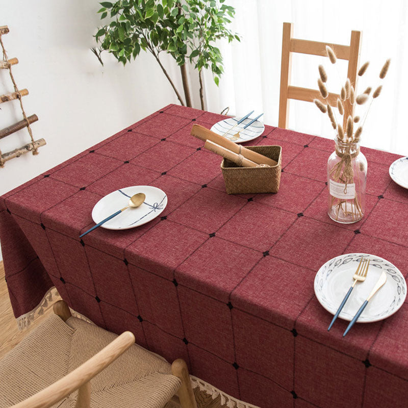 Kalsten | Waterproof Oil-resistant Rectangular Tablecloth Cotton Linen Wrinkle-resistant Tablecloth for Kitchen Dining Room Buffet Party