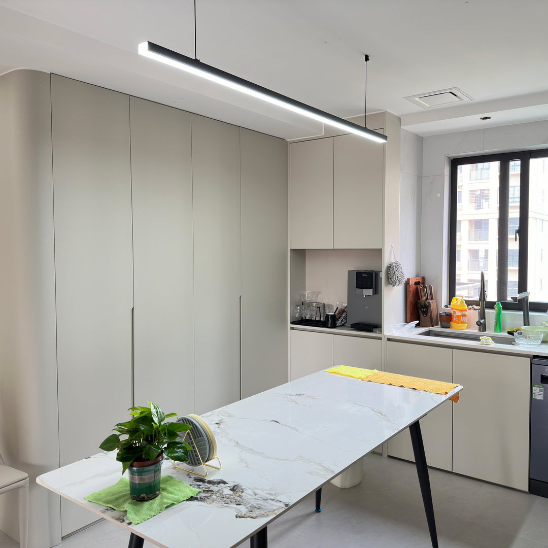 Linear Pendant Light Metal 39 in Adjustable Kitchen Island LED Warm White 3000K-6000K Modern Dining Room Hanging Lamp | Kalsten