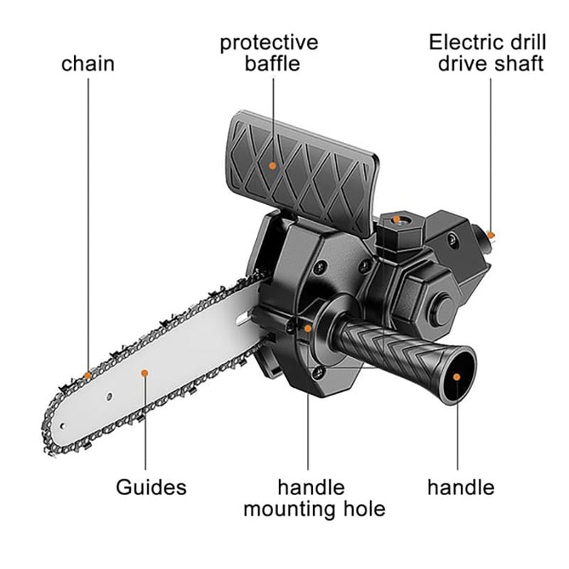 Drill-to-Chainsaw Conversion Attachment – 6 Inch