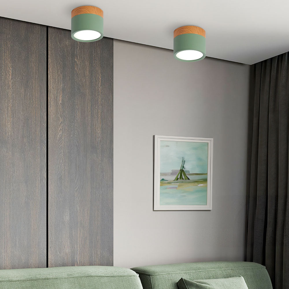 Pink Wood Flush Mount Ceiling Lamp Noxord