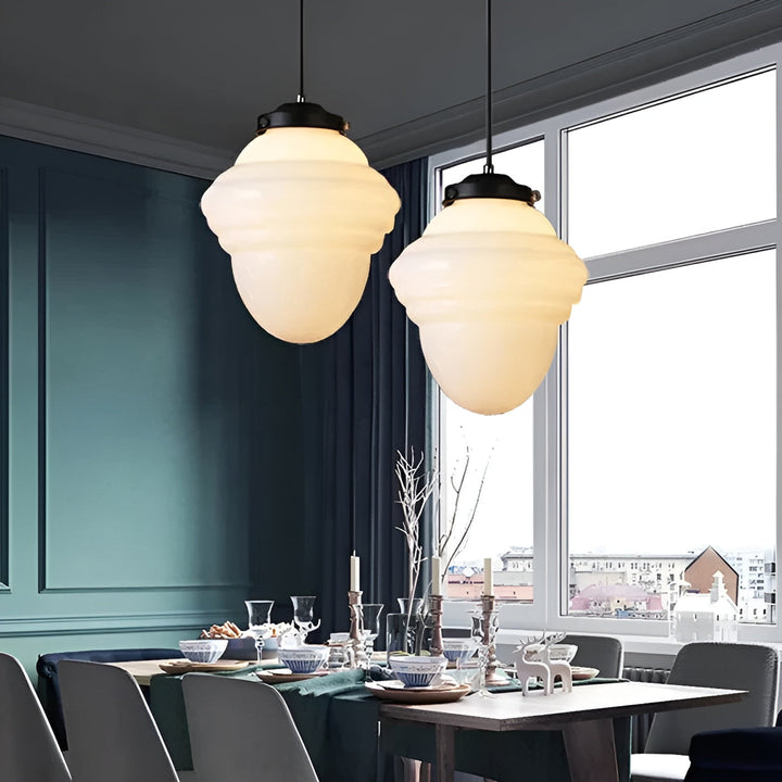 Hanging lamp made of milk glass – Vintage design with geometric glass | Kalsten