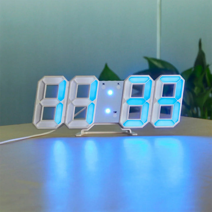 3D LED Wall Clock with Dimmable Digital Display