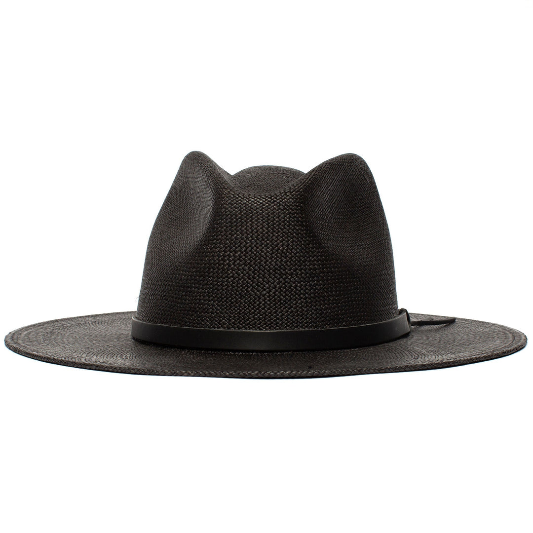 Summer Straw Fedora Hat-Black | Kalsten