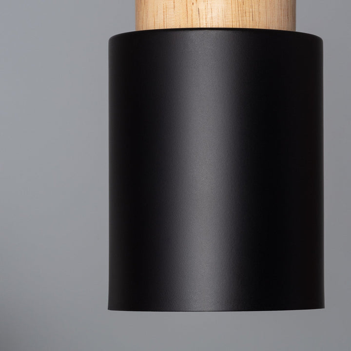 Modern Wood & Black Pendant Lamp Noxord