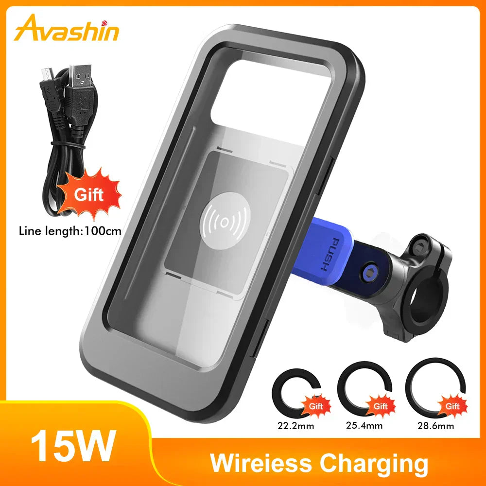Kalsten | RideCharge Pro – Waterproof Phone Holder with USB and 15W Wireless Charging for Bicycle and E-Bike