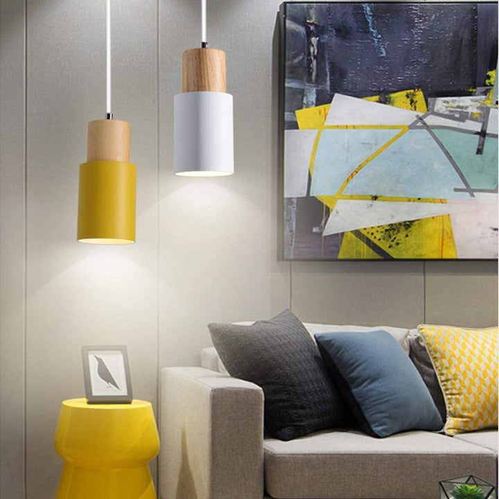 Modern Wood & Black Pendant Lamp Noxord