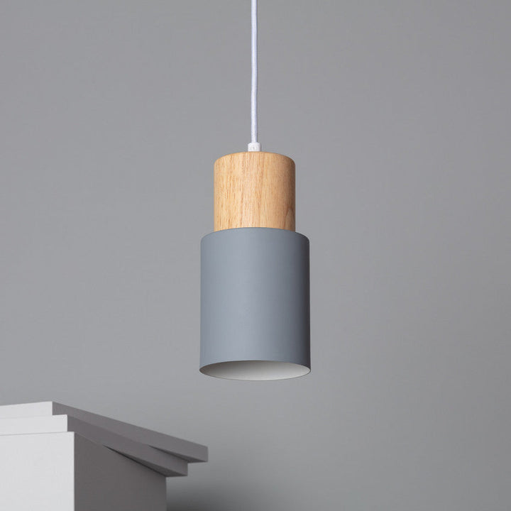 Modern Wood & Black Pendant Lamp Noxord