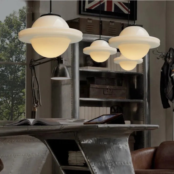 Vintage Geometric Hanging Lamp made of Matte Glass – Retro Pendant Light for Dining Room | Kalsten