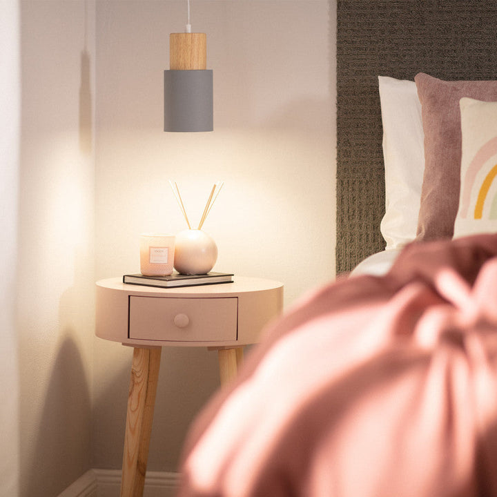 Modern Wood & Black Pendant Lamp Noxord