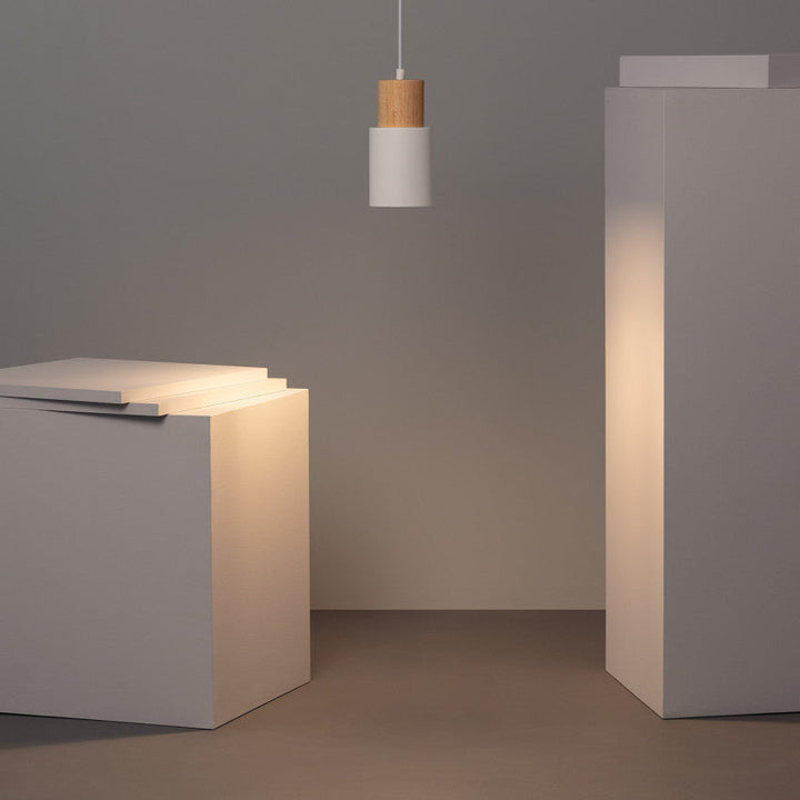 Modern Wood & Black Pendant Lamp Noxord